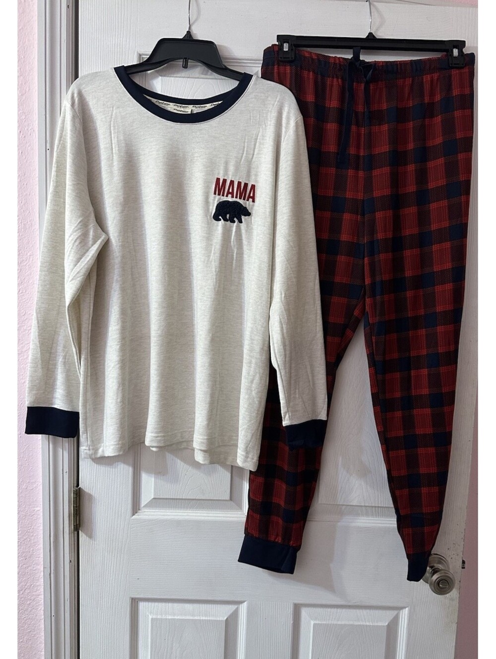 Dearfoams Mama Bear Family Pajama Set Women’s 2X Buffalo Plaid Red Black NWT